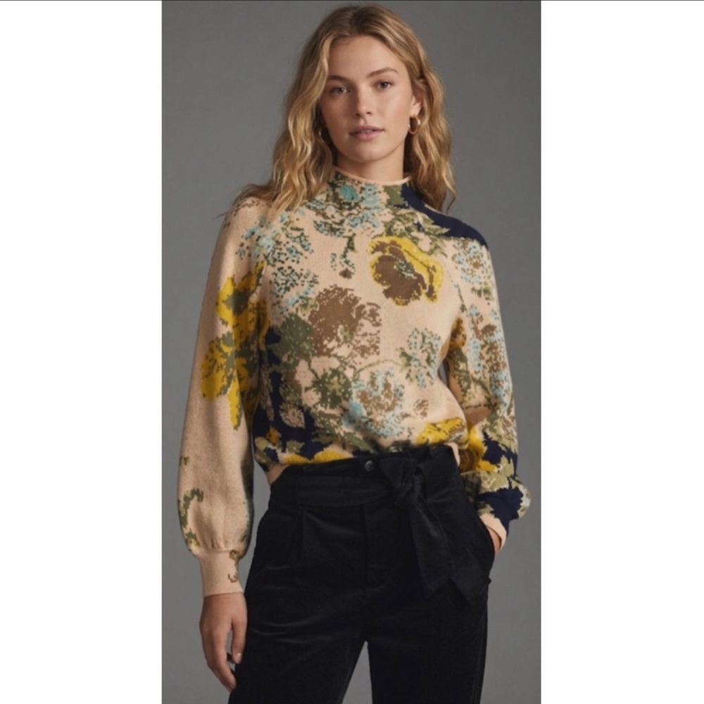 Anthropologie Beatriz Mock Neck Textured Sweater